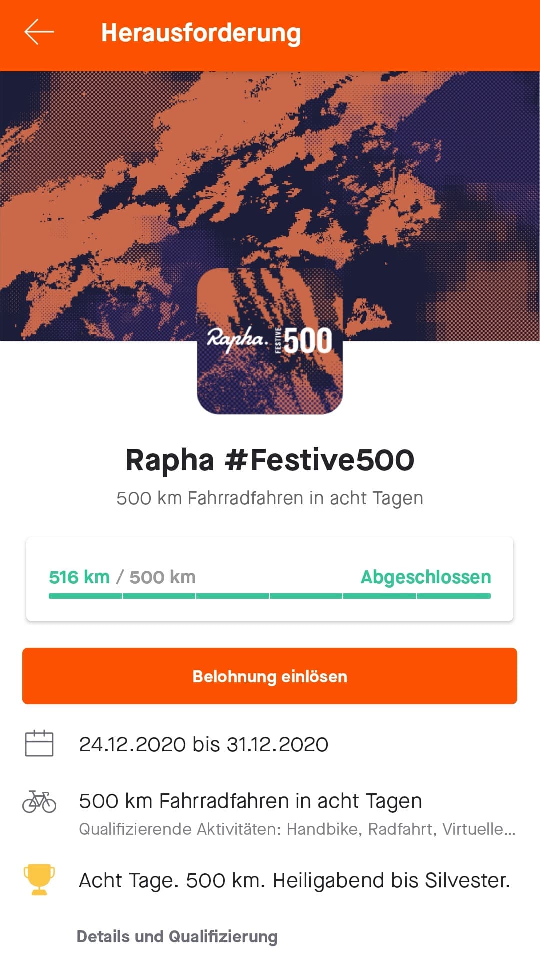 Strava Herausforderung abgeschlossen