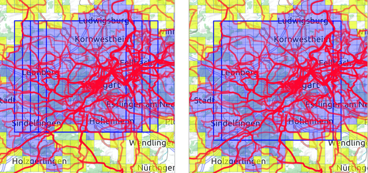 Screenshot Veloviewer Karten Vergleich Vorher und Nachher